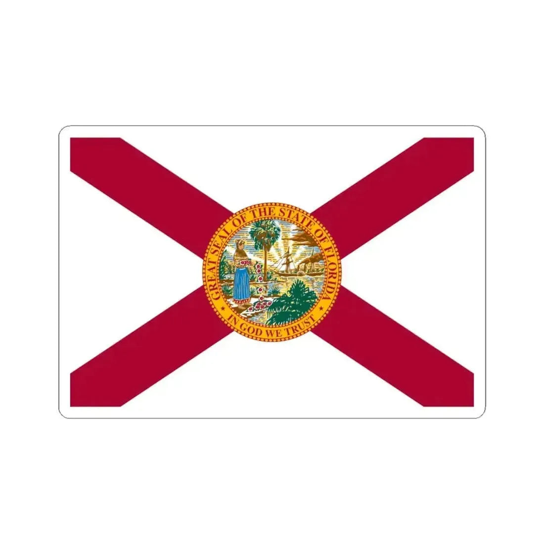 Flag of Florida 3-2 (United States) STICKER Vinyl Kiss-Cut Decal 4 Inch White - The Sticker Space