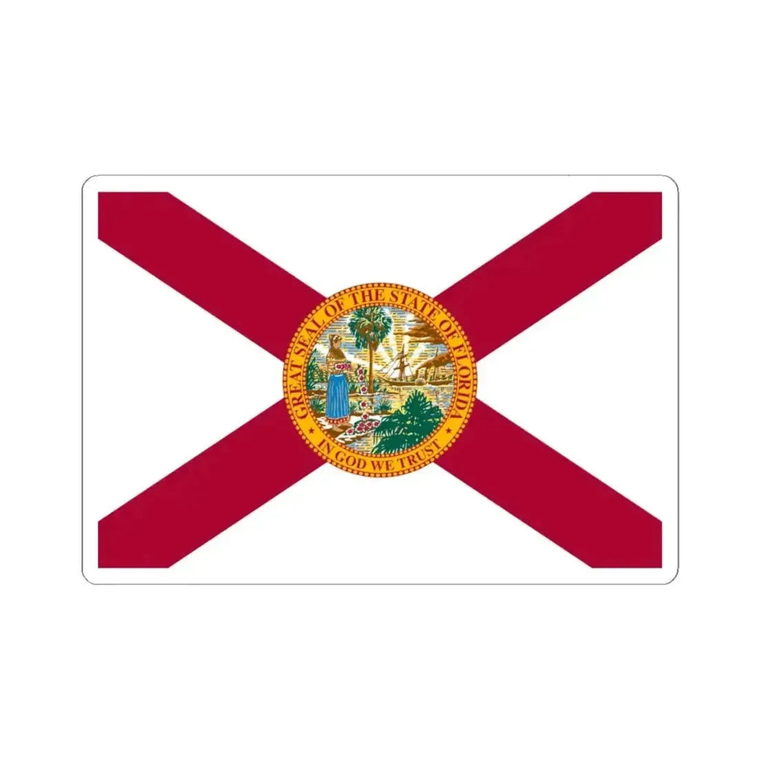 Flag of Florida 3-2 (United States) STICKER Vinyl Kiss-Cut Decal 6 Inch White - The Sticker Space