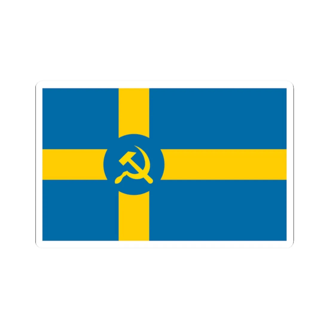 Flag of Folkhemmet (Sweden) STICKER Vinyl Kiss-Cut Decal 2 Inch White - The Sticker Space