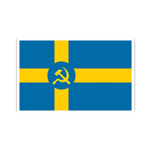 Flag of Folkhemmet (Sweden) STICKER Vinyl Kiss-Cut Decal 2 Inch White - The Sticker Space