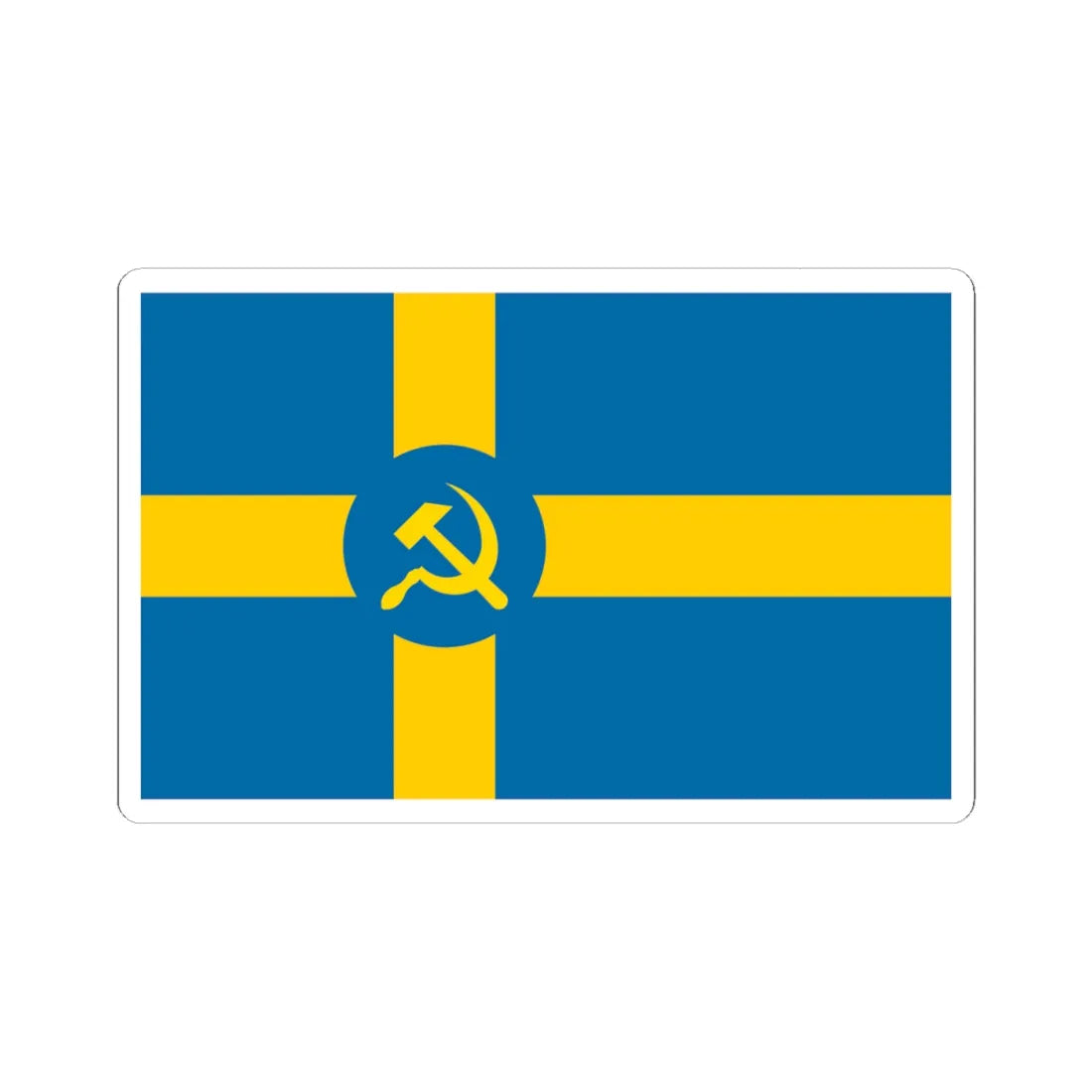 Flag of Folkhemmet (Sweden) STICKER Vinyl Kiss-Cut Decal 4 Inch White - The Sticker Space