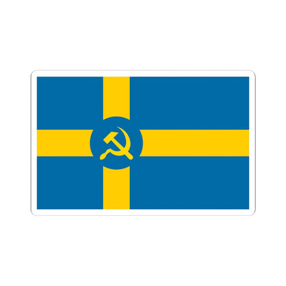 Flag of Folkhemmet (Sweden) STICKER Vinyl Kiss-Cut Decal 4 Inch White - The Sticker Space