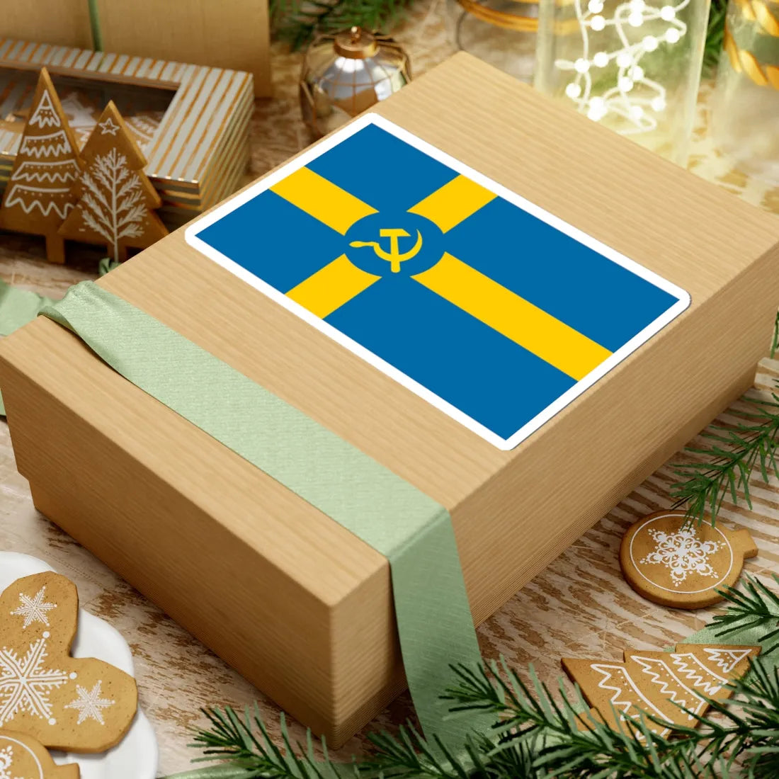 Flag of Folkhemmet (Sweden) STICKER Vinyl Kiss-Cut Decal - The Sticker Space