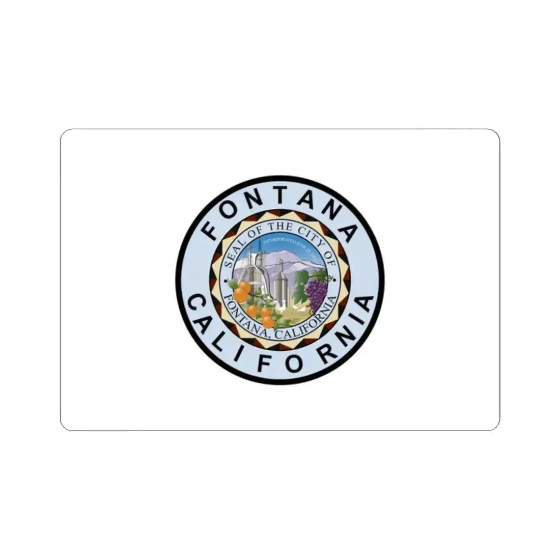 Flag of Fontana, California - STICKER Vinyl Kiss-Cut Decal 2 Inch White - The Sticker Space