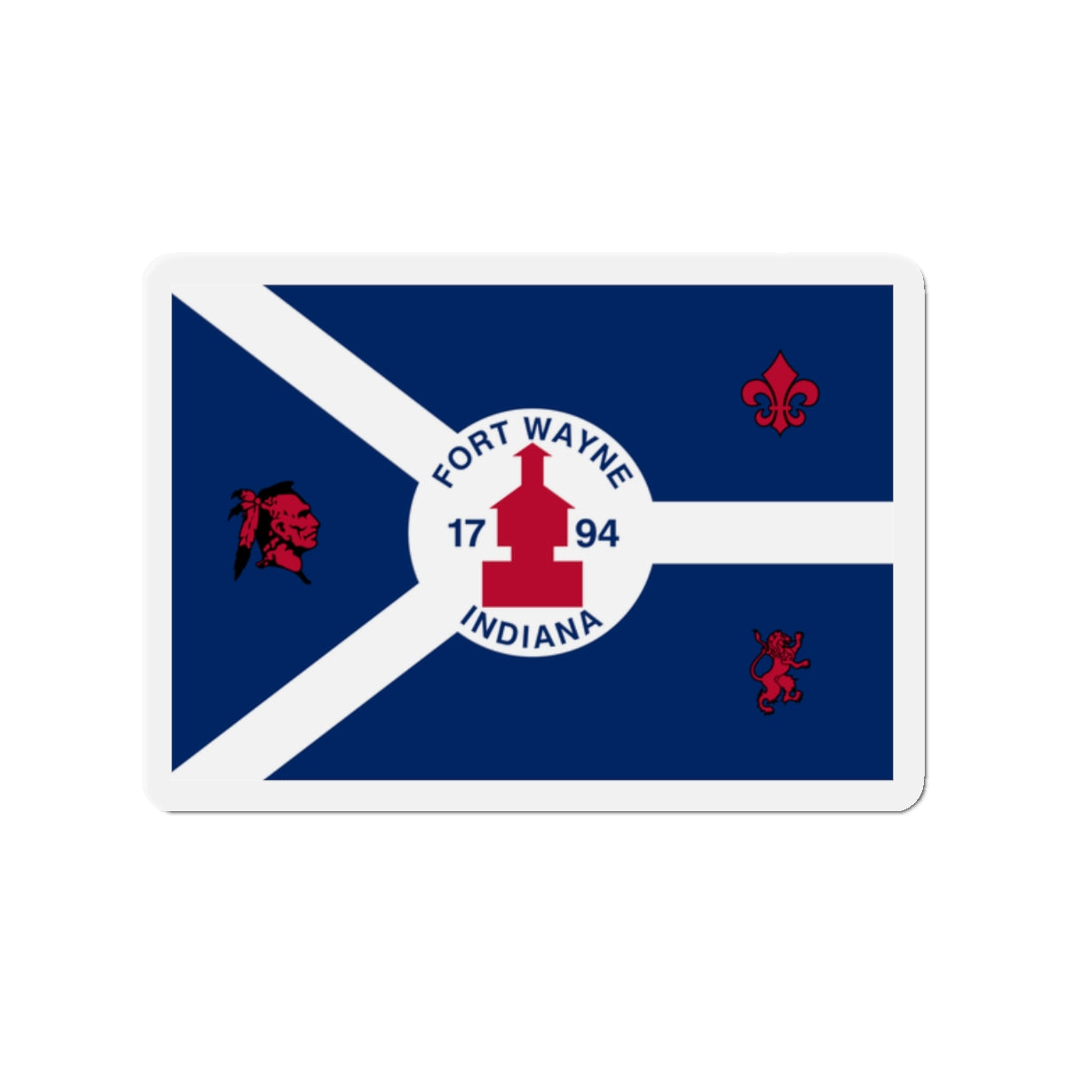 Flag of Fort Wayne Indiana - Die-Cut Magnet-2" x 2"-The Sticker Space