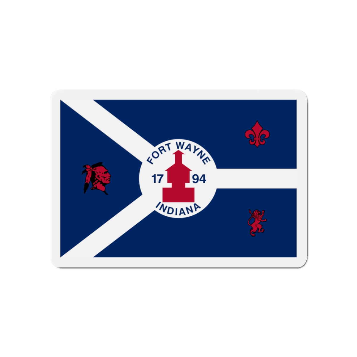 Flag of Fort Wayne Indiana - Die-Cut Magnet-3" x 3"-The Sticker Space