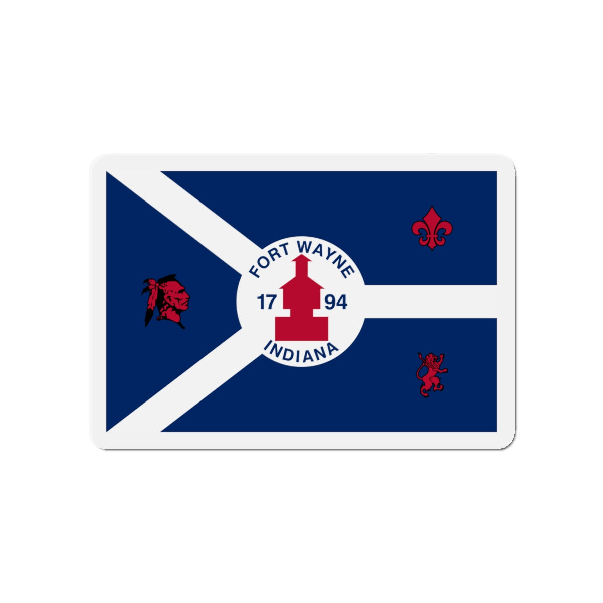 Flag of Fort Wayne Indiana - Die-Cut Magnet-4" x 4"-The Sticker Space