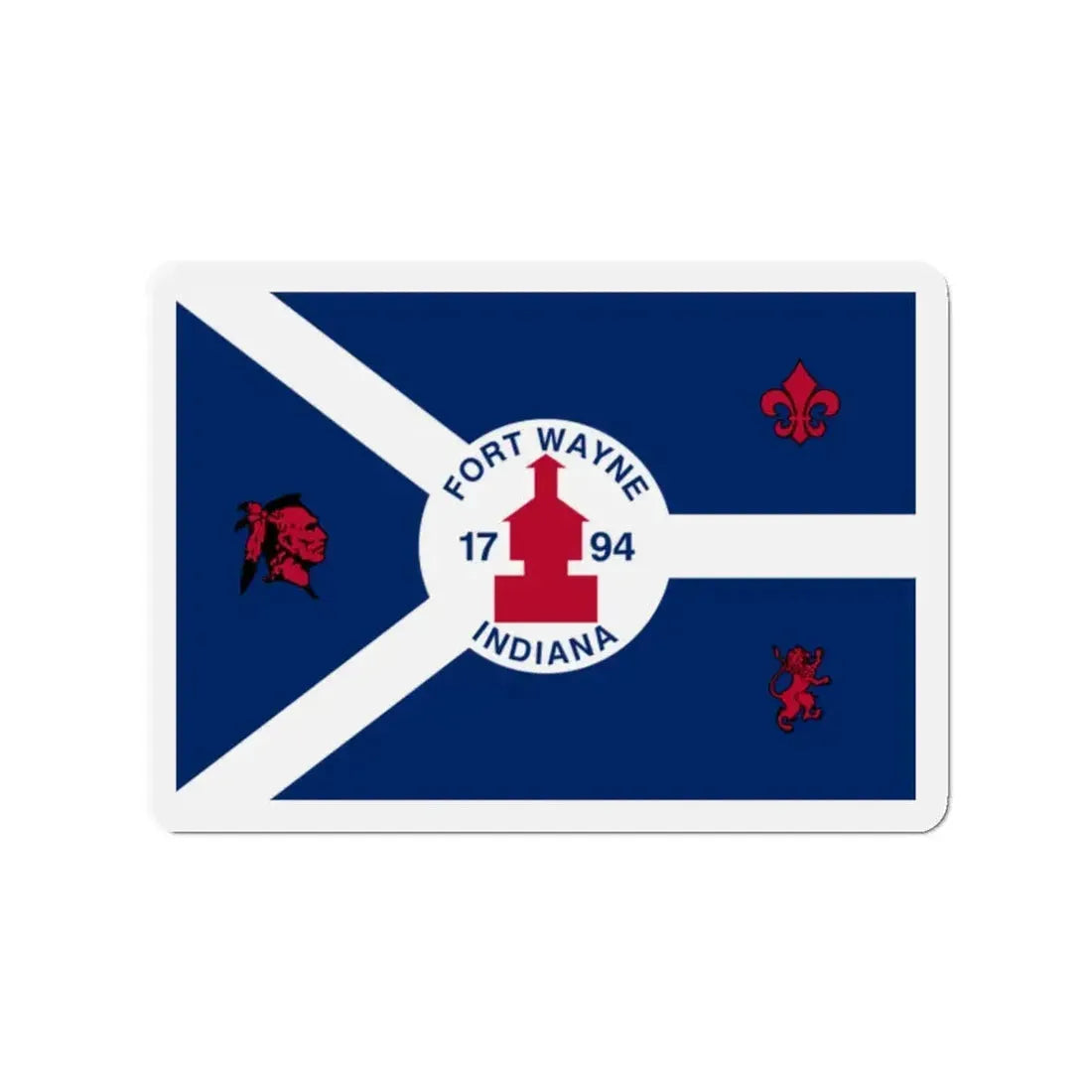 Flag of Fort Wayne Indiana - Refrigerator Magnet 2 Inch - The Sticker Space