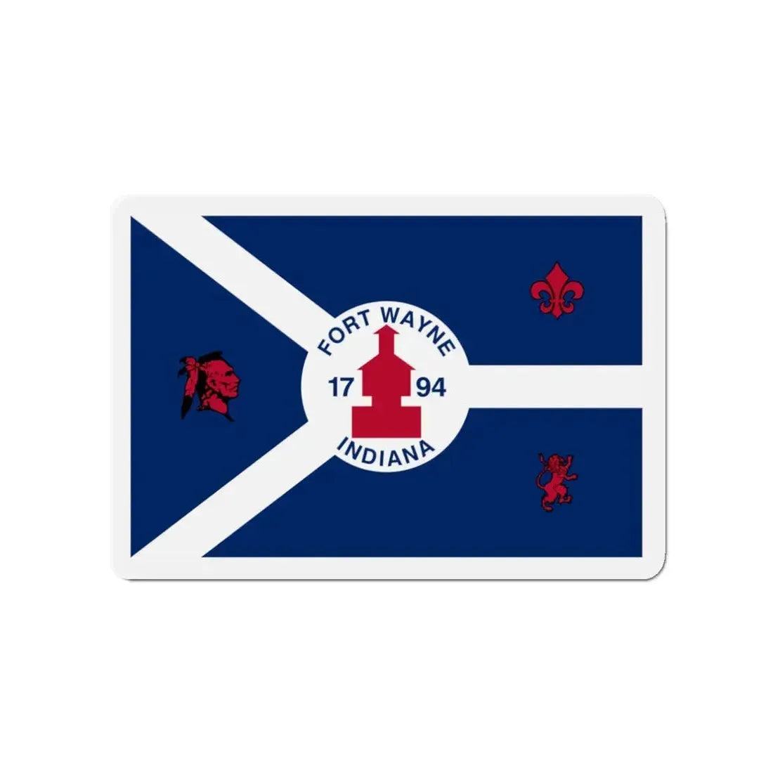 Flag of Fort Wayne Indiana - Refrigerator Magnet 3 Inch - The Sticker Space