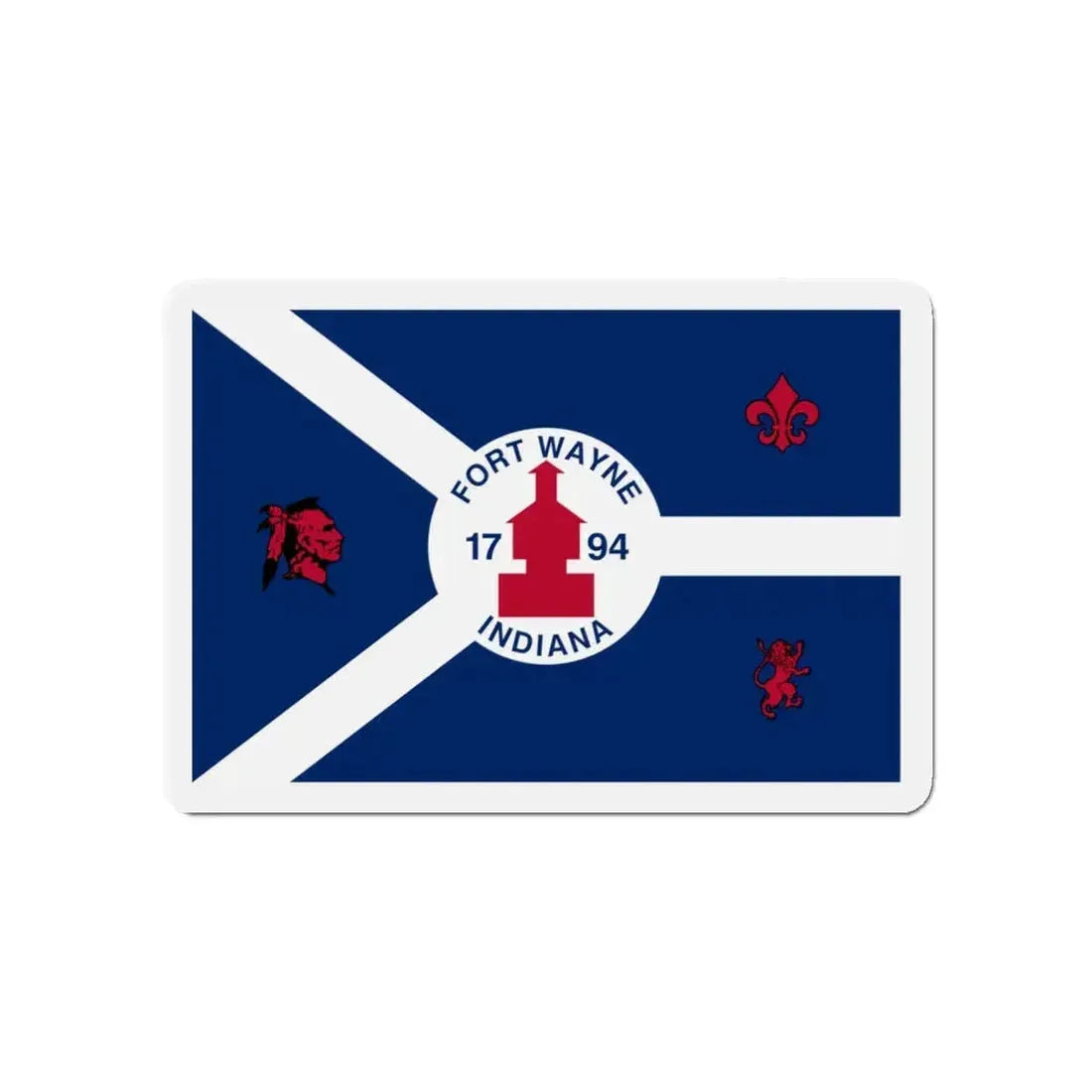 Flag of Fort Wayne Indiana - Refrigerator Magnet 4 Inch - The Sticker Space