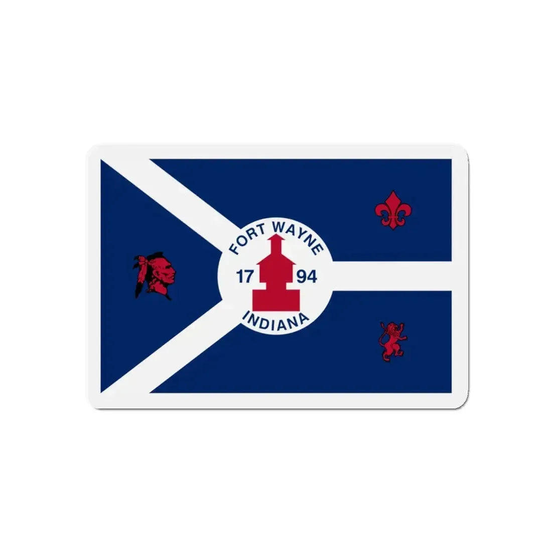 Flag of Fort Wayne Indiana - Refrigerator Magnet 5 Inch - The Sticker Space