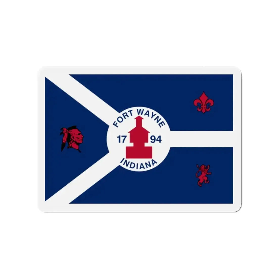 Flag of Fort Wayne Indiana - Refrigerator Magnet - The Sticker Space
