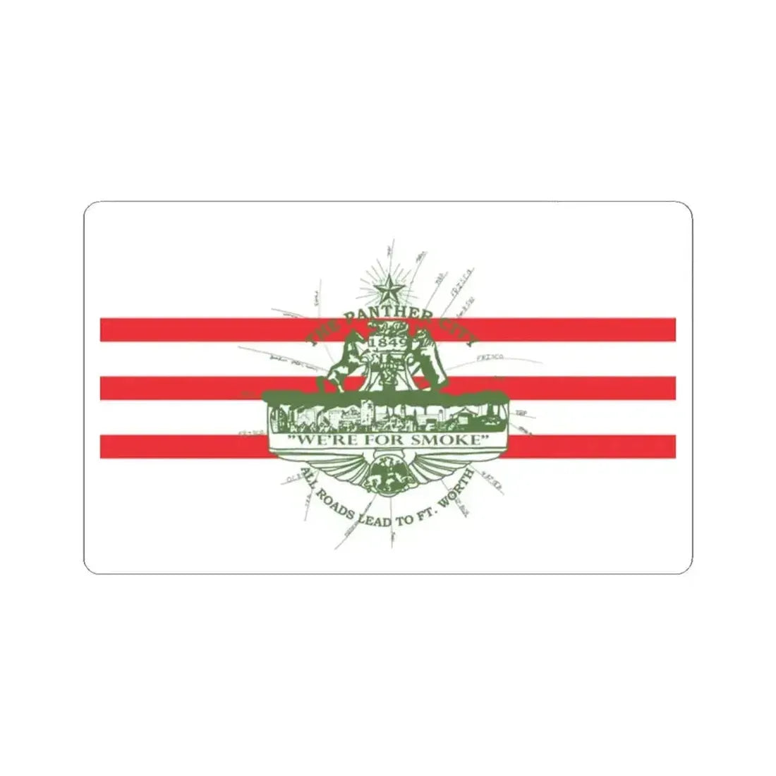 Flag of Fort Worth Texas 1912-1968 (United States) STICKER Vinyl Kiss-Cut Decal 2 Inch White - The Sticker Space