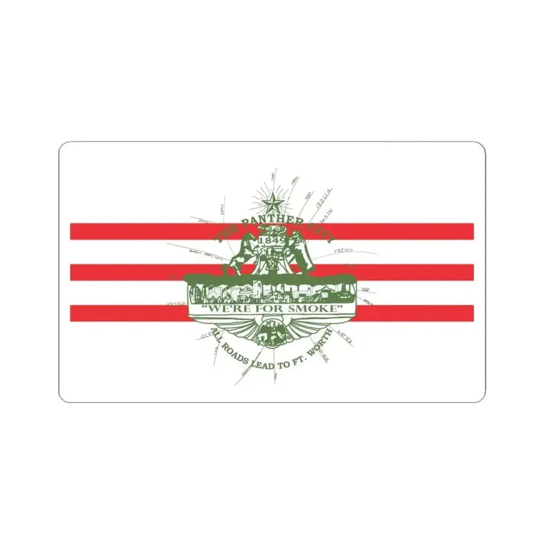 Flag of Fort Worth Texas 1912-1968 (United States) STICKER Vinyl Kiss-Cut Decal 3 Inch White - The Sticker Space