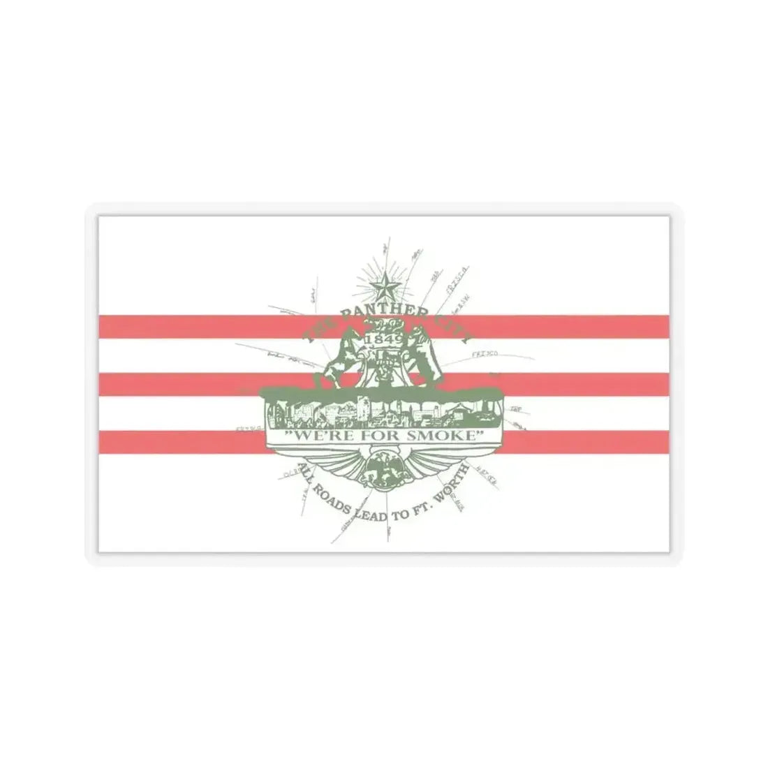 Flag of Fort Worth Texas 1912-1968 (United States) STICKER Vinyl Kiss-Cut Decal 4 Inch Transparent - The Sticker Space