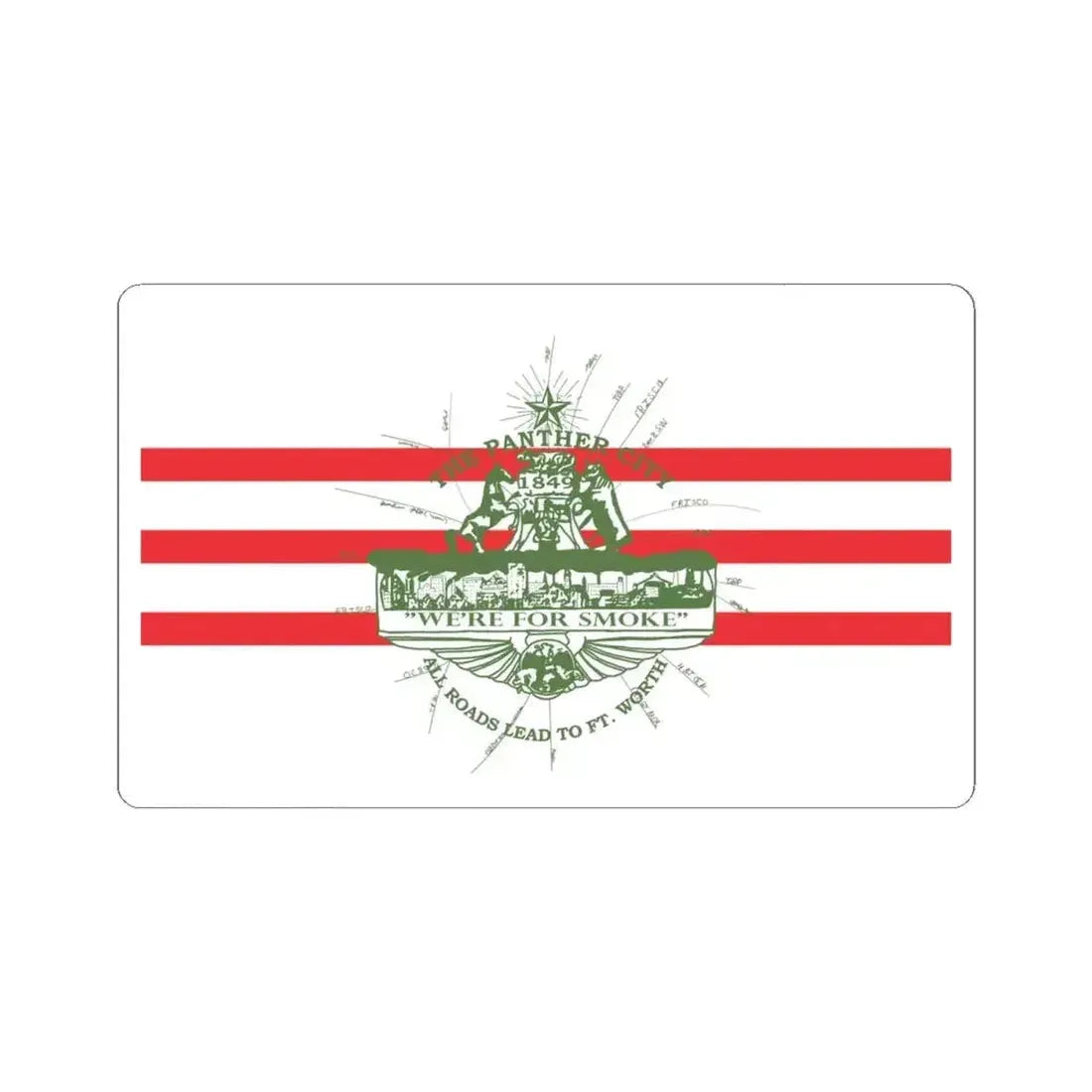 Flag of Fort Worth Texas 1912-1968 (United States) STICKER Vinyl Kiss-Cut Decal 4 Inch White - The Sticker Space