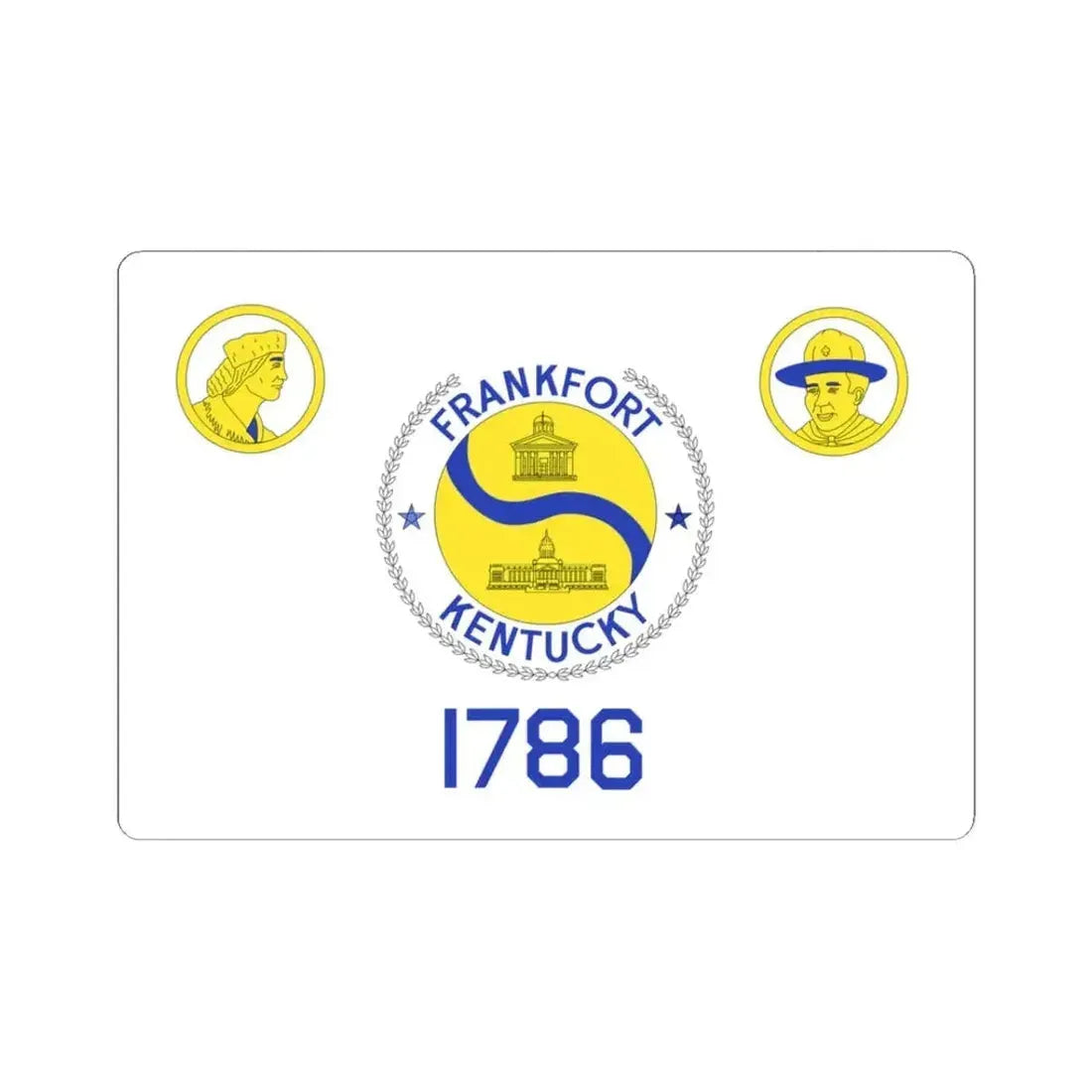 Flag of Frankfort Kentucky 1959-2024 (United States) STICKER Vinyl Kiss-Cut Decal 3 Inch White - The Sticker Space