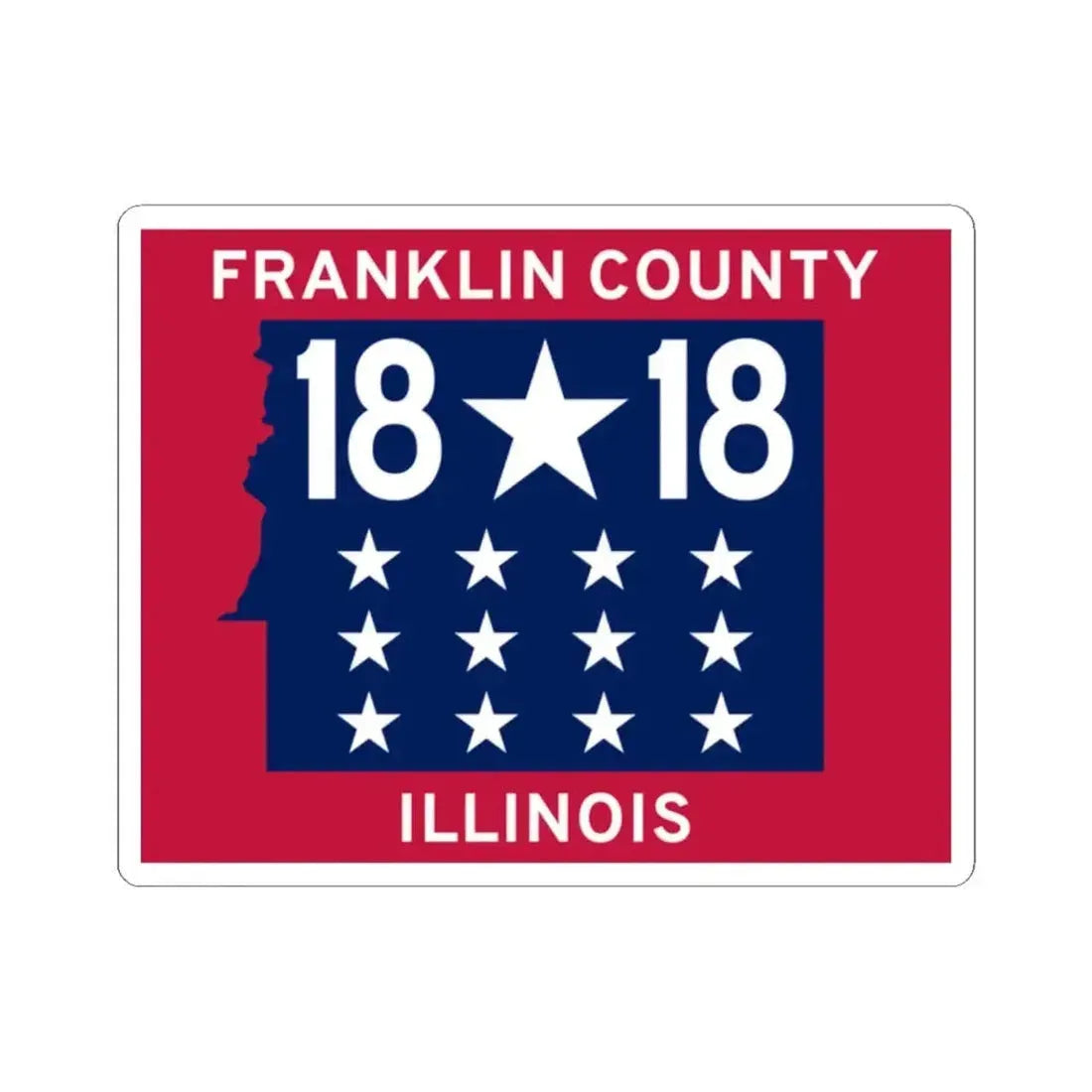 Flag of Franklin County Illinois (United States) STICKER Vinyl Kiss-Cut Decal 2 Inch White - The Sticker Space