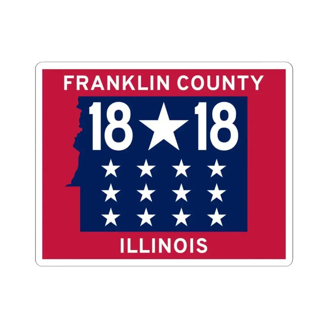 Flag of Franklin County Illinois (United States) STICKER Vinyl Kiss-Cut Decal 3 Inch White - The Sticker Space