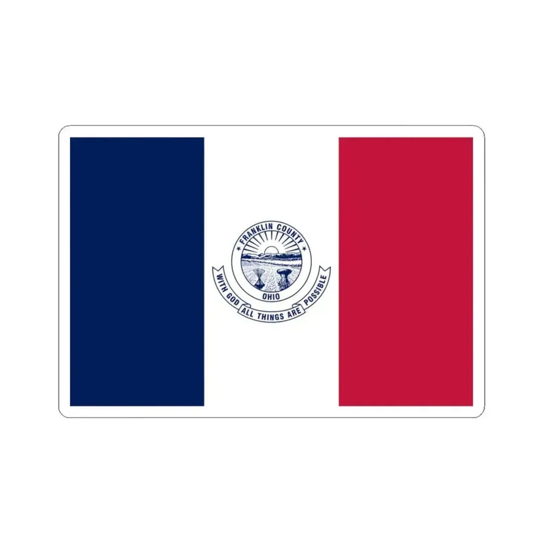 Flag of Franklin County Ohio (United States) STICKER Vinyl Kiss-Cut Decal 3 Inch White - The Sticker Space