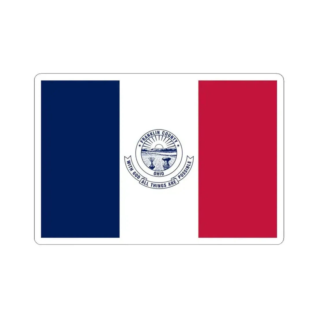 Flag of Franklin County Ohio (United States) STICKER Vinyl Kiss-Cut Decal 4 Inch White - The Sticker Space