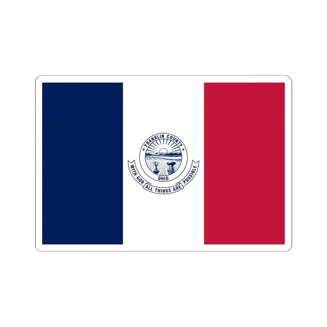 Flag of Franklin County Ohio (United States) STICKER Vinyl Kiss-Cut Decal 6 Inch White - The Sticker Space