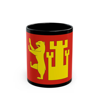 Flag of Fredrikstad Viken Norway - Black Coffee Mug-11oz-The Sticker Space