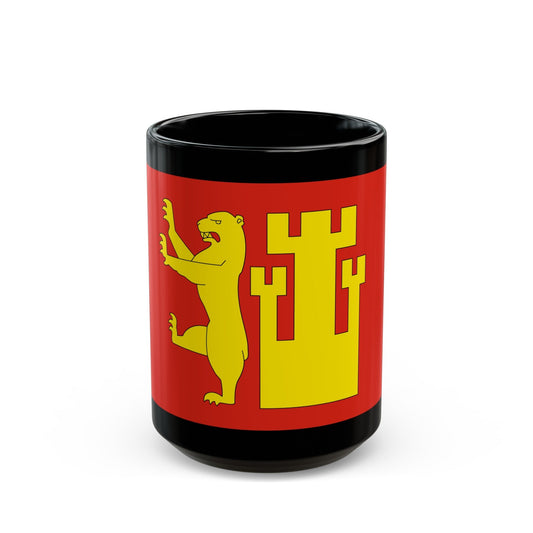 Flag of Fredrikstad Viken Norway - Black Coffee Mug-15oz-The Sticker Space