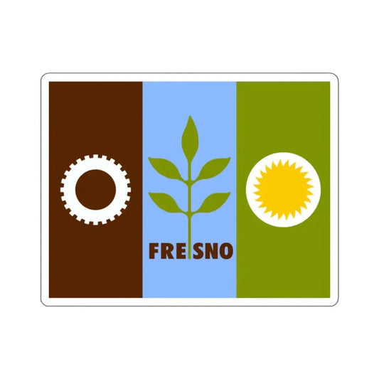 Flag of Fresno, California - STICKER Vinyl Kiss-Cut Decal 2 Inch White - The Sticker Space