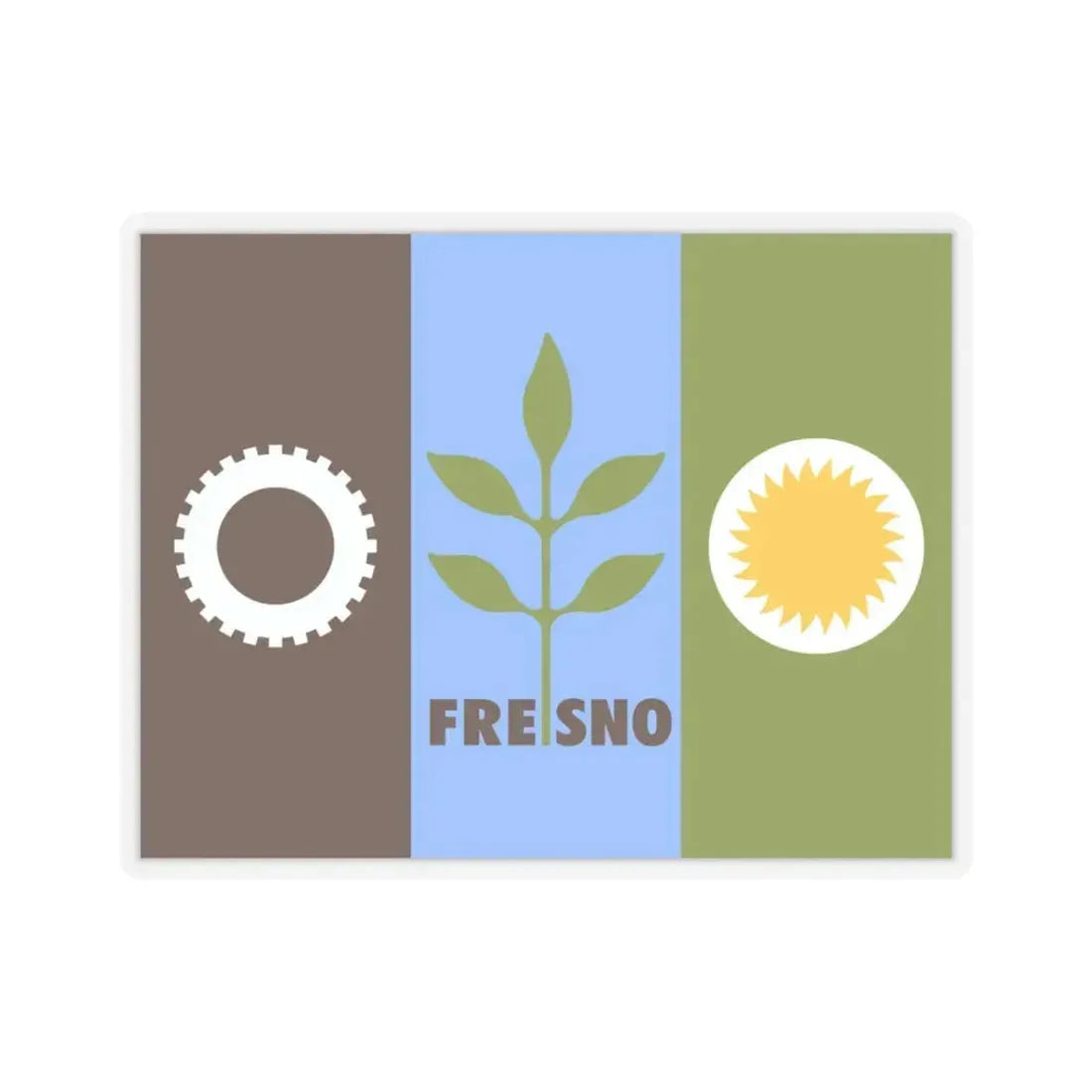 Flag of Fresno, California - STICKER Vinyl Kiss-Cut Decal 3 Inch Transparent - The Sticker Space