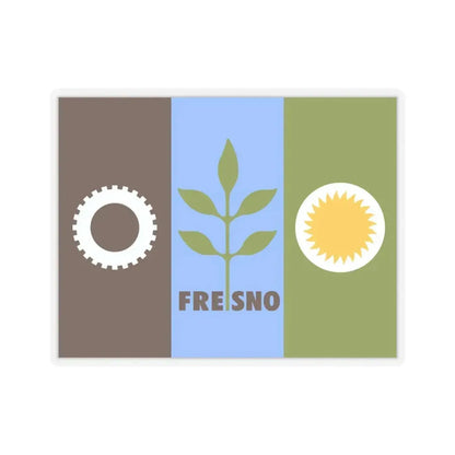 Flag of Fresno, California - STICKER Vinyl Kiss-Cut Decal 3 Inch Transparent - The Sticker Space