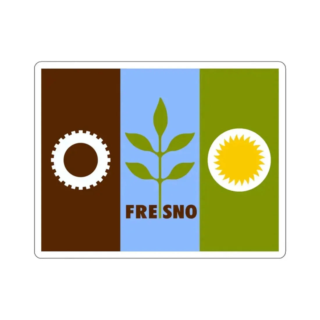 Flag of Fresno, California - STICKER Vinyl Kiss-Cut Decal 3 Inch White - The Sticker Space
