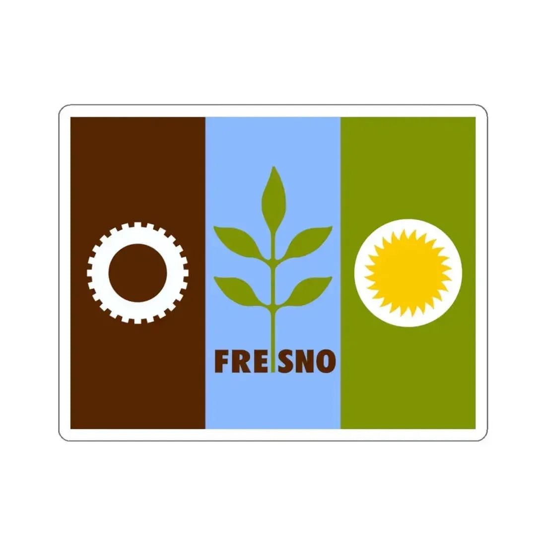 Flag of Fresno, California - STICKER Vinyl Kiss-Cut Decal 4 Inch White - The Sticker Space