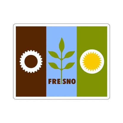 Flag of Fresno, California - STICKER Vinyl Kiss-Cut Decal 4 Inch White - The Sticker Space
