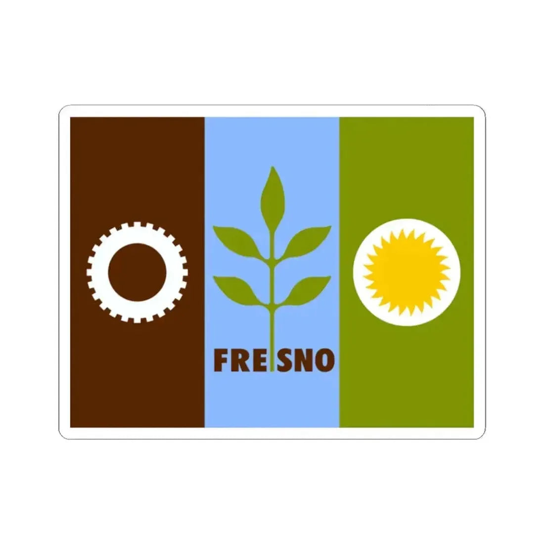 Flag of Fresno California (United States) STICKER Vinyl Kiss-Cut Decal 2 Inch White - The Sticker Space