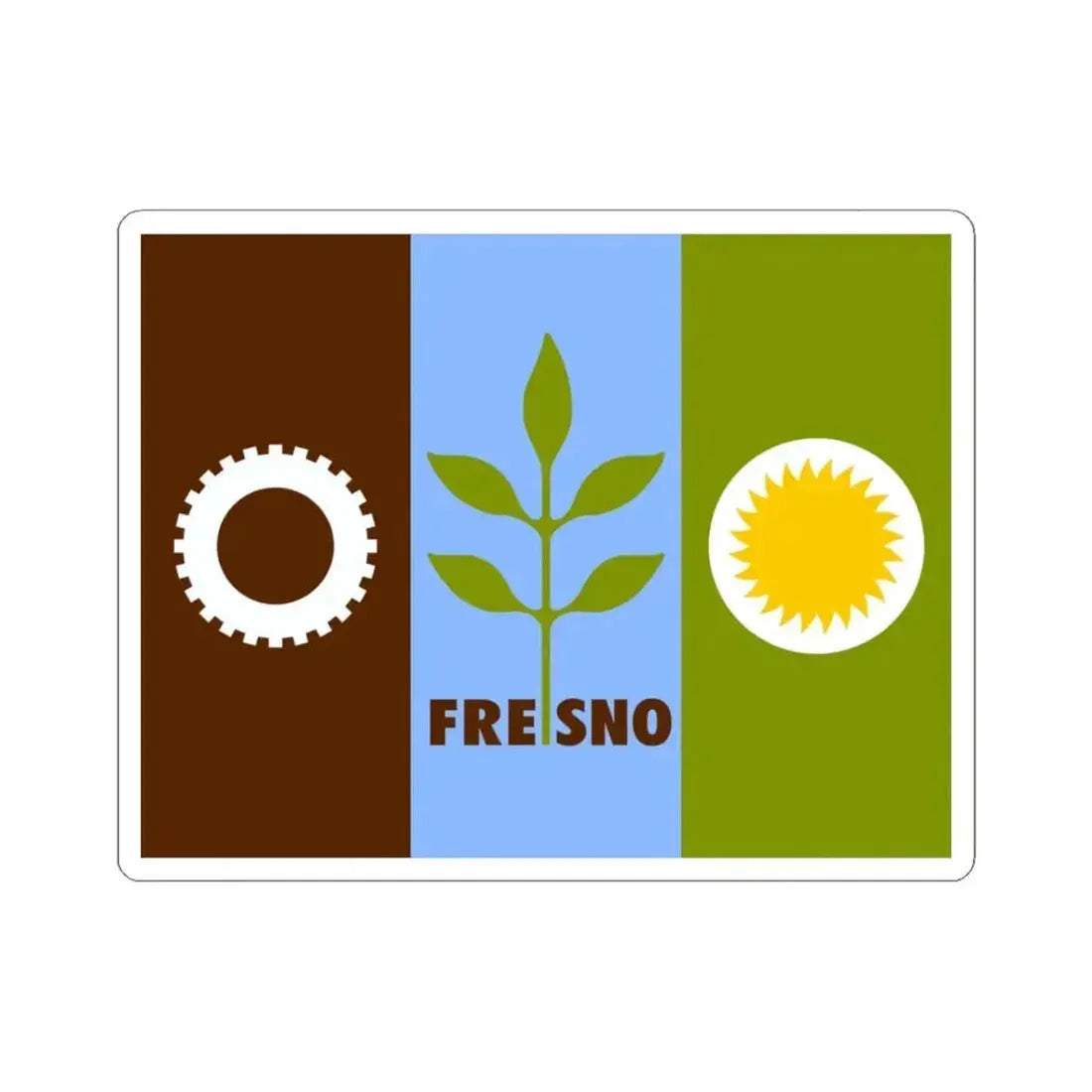 Flag of Fresno California (United States) STICKER Vinyl Kiss-Cut Decal 3 Inch White - The Sticker Space