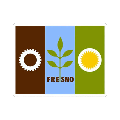 Flag of Fresno California (United States) STICKER Vinyl Kiss-Cut Decal 3 Inch White - The Sticker Space