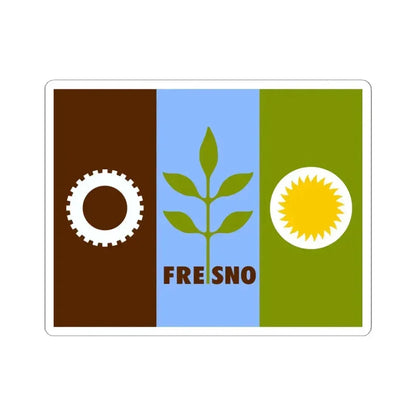 Flag of Fresno California (United States) STICKER Vinyl Kiss-Cut Decal 4 Inch White - The Sticker Space