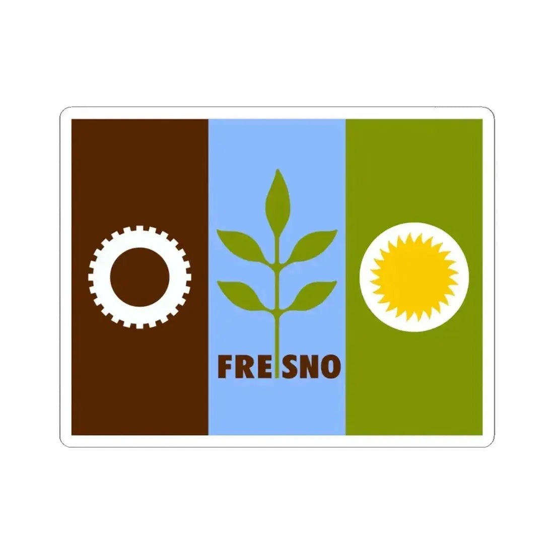 Flag of Fresno California (United States) STICKER Vinyl Kiss-Cut Decal 6 Inch White - The Sticker Space