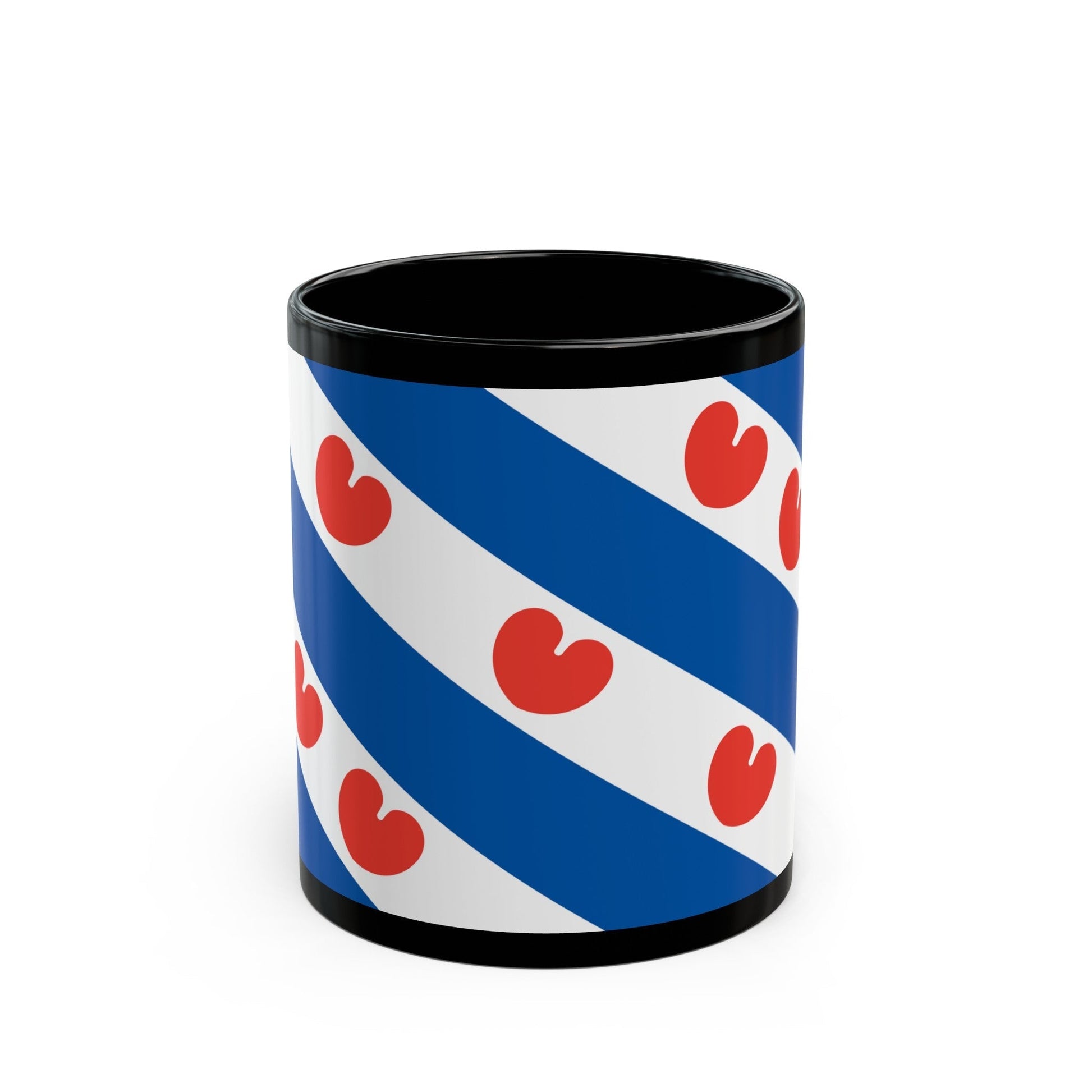 Flag of Friesland Netherlands - Black Coffee Mug-11oz-The Sticker Space