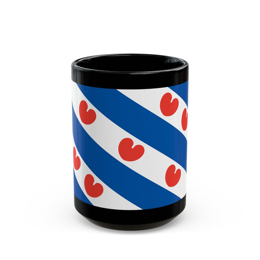 Flag of Friesland Netherlands - Black Coffee Mug-15oz-The Sticker Space