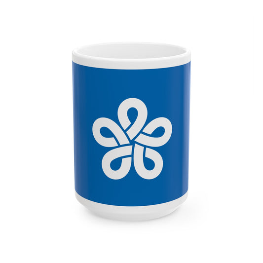 Flag of Fukuoka Prefecture Japan - White Coffee Mug-15oz-The Sticker Space