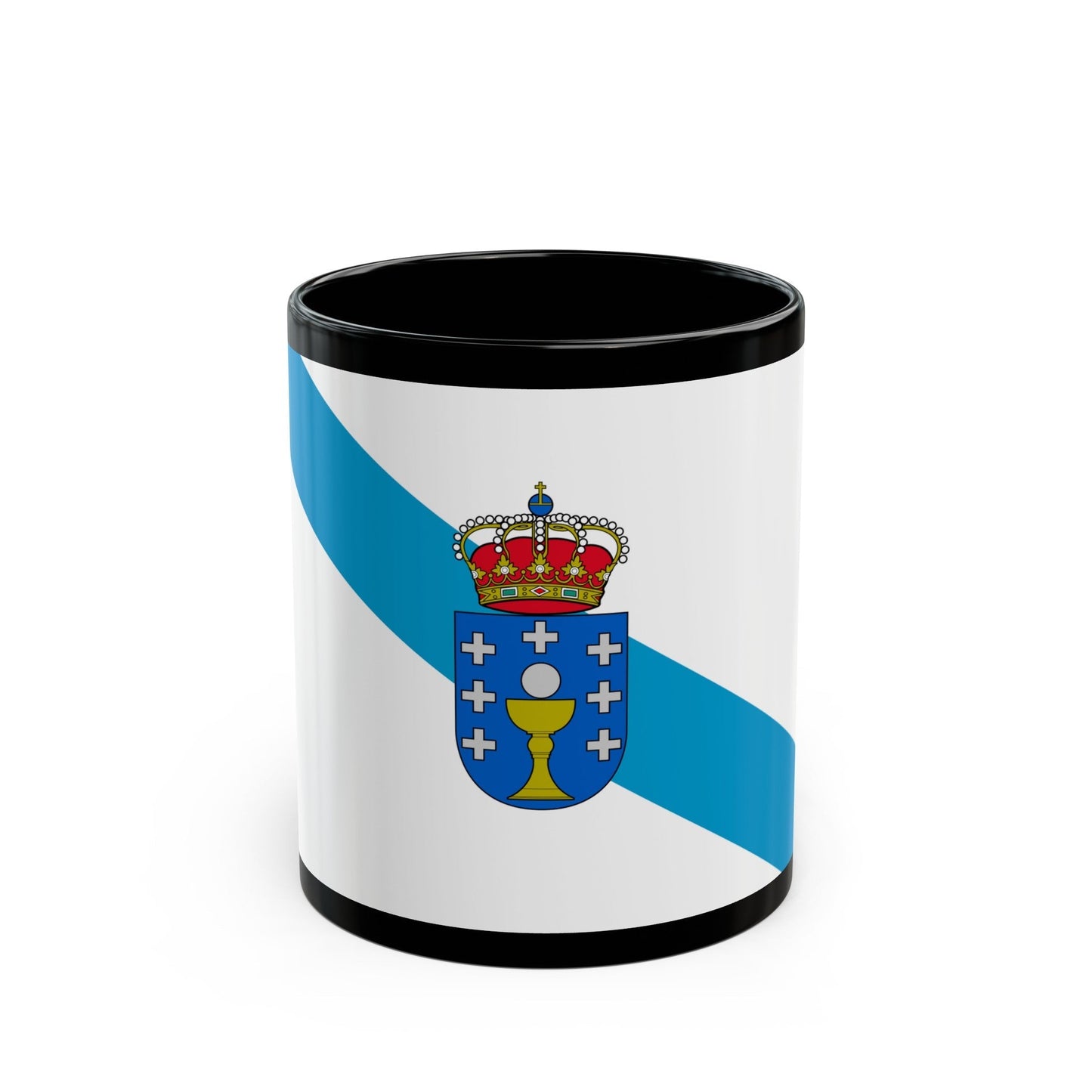 Flag of Galicia Spain - Black Coffee Mug-11oz-The Sticker Space