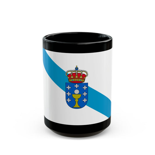 Flag of Galicia Spain - Black Coffee Mug-15oz-The Sticker Space