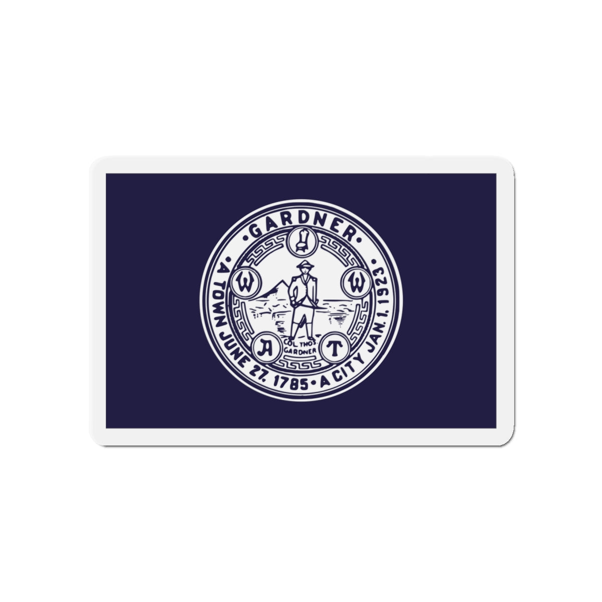 Flag of Gardner Massachusetts - Die-Cut Magnet-4" x 4"-The Sticker Space