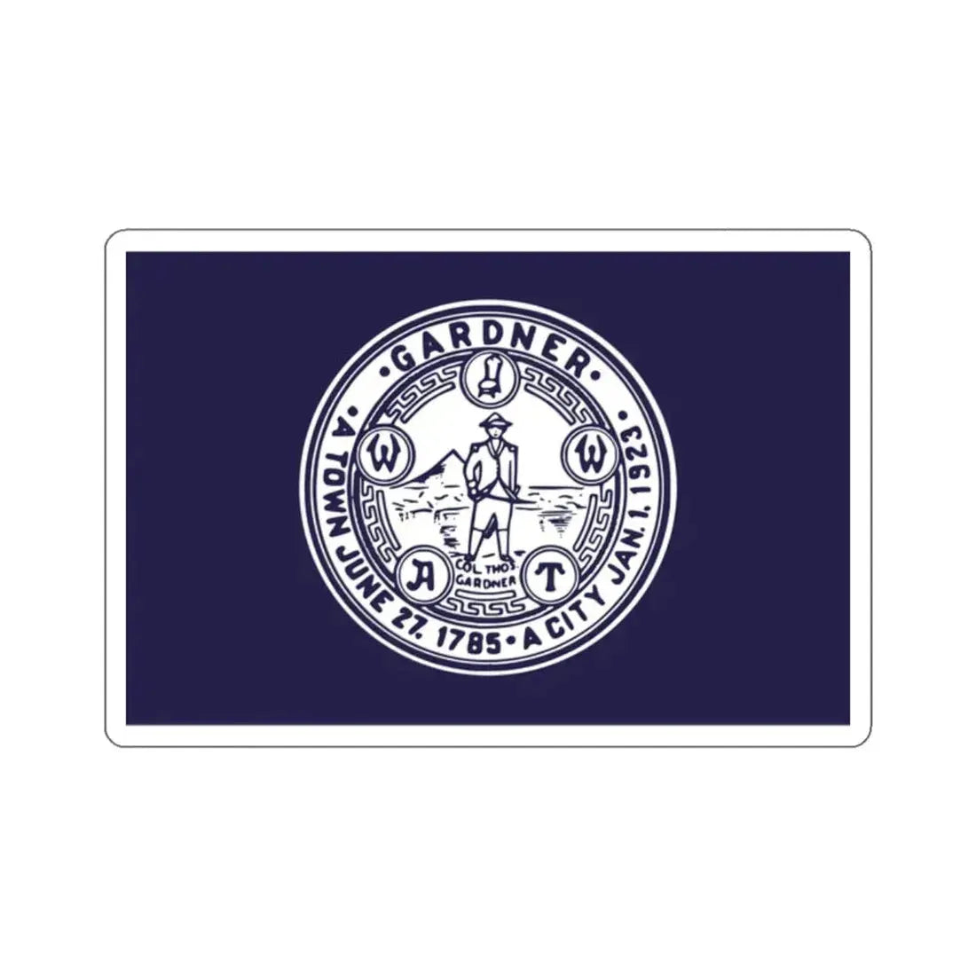 Flag of Gardner, Massachusetts - STICKER Vinyl Kiss-Cut Decal 2 Inch White - The Sticker Space