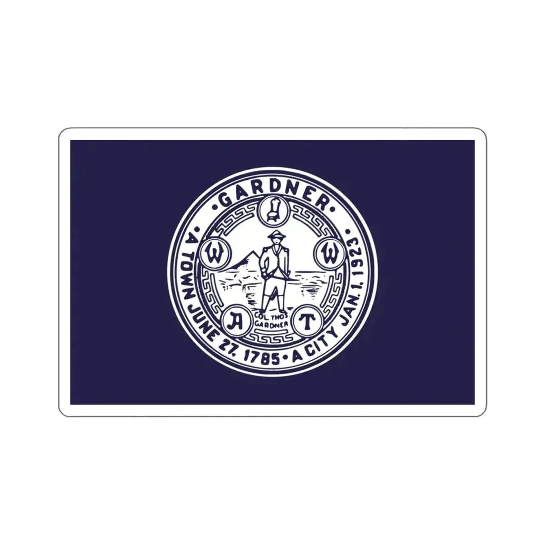 Flag of Gardner, Massachusetts - STICKER Vinyl Kiss-Cut Decal 4 Inch White - The Sticker Space