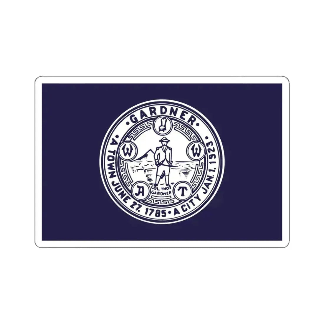 Flag of Gardner, Massachusetts - STICKER Vinyl Kiss-Cut Decal 6 Inch White - The Sticker Space