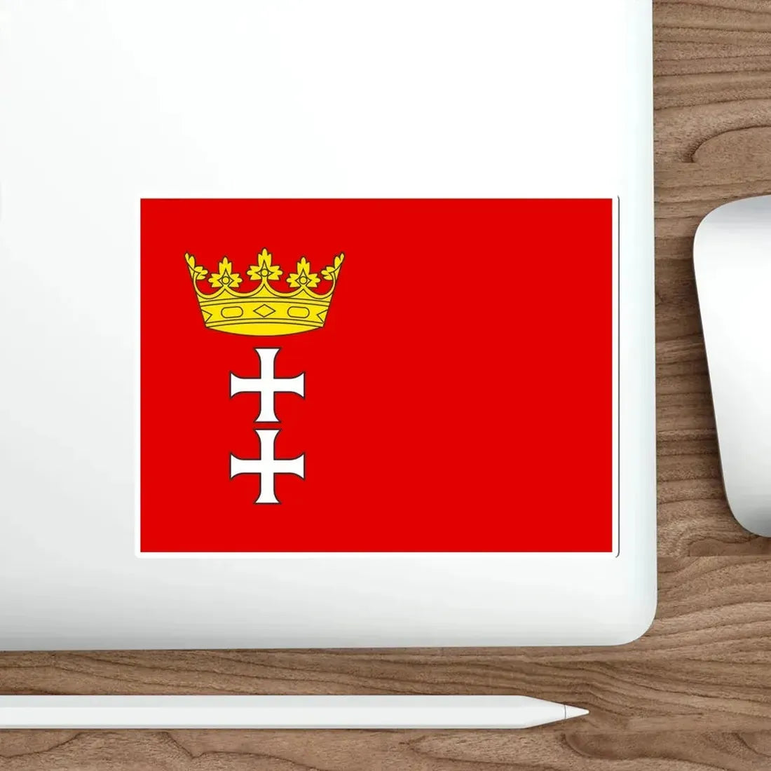 Flag of Gdańsk Poland STICKER Vinyl Die-Cut Decal - The Sticker Space