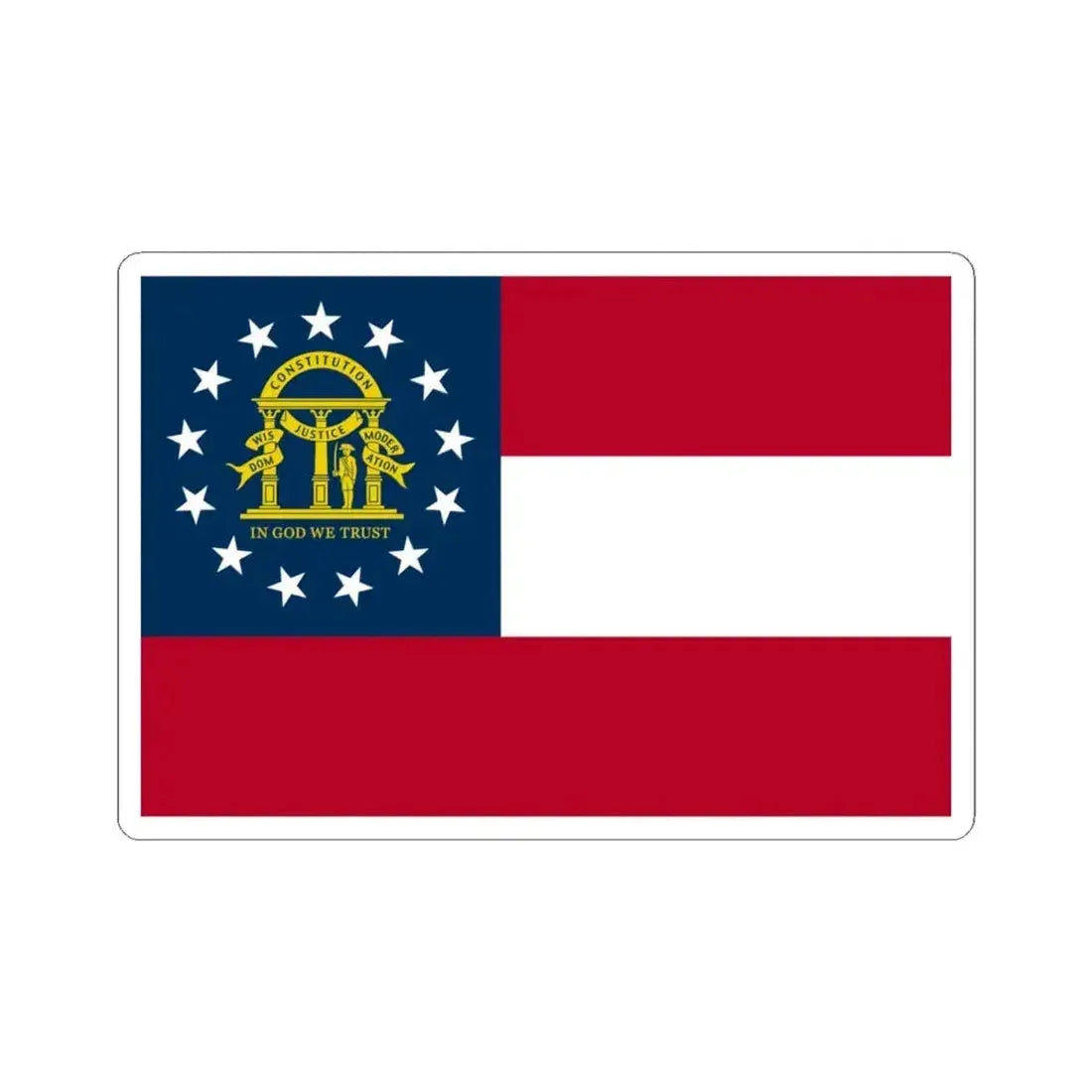 Flag of Georgia U.S. state 3-2 (United States) STICKER Vinyl Kiss-Cut Decal 4 Inch White - The Sticker Space